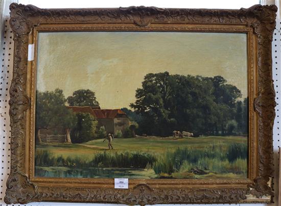 Oil of a farm scene